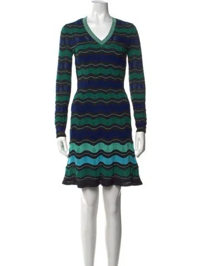 Pre-owned M Missoni Wool Mini Dress In Green