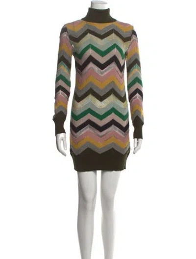 Pre-owned M Missoni Wool Mini Dress In Yellow