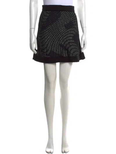 Pre-owned M Missoni Wool Mini Skirt In Black/green