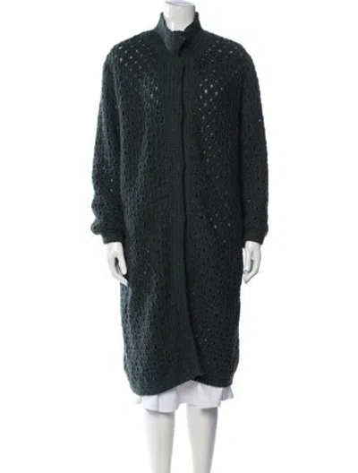 Pre-owned M Missoni Wool Patterned Coat In Green