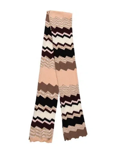 Pre-owned M Missoni Wool Patterned Scarf In Brown