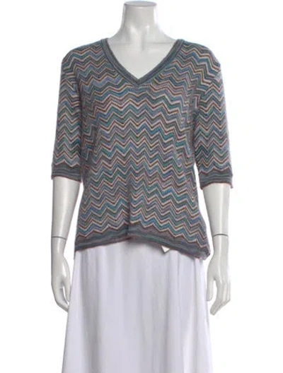 Pre-owned M Missoni Wool Patterned Sweater In Purple