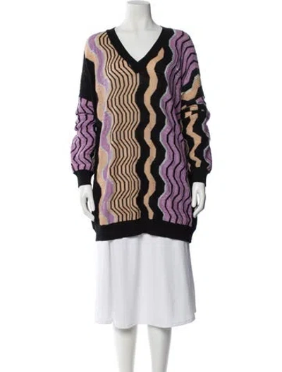 Pre-owned M Missoni Wool Patterned Tunic In Black