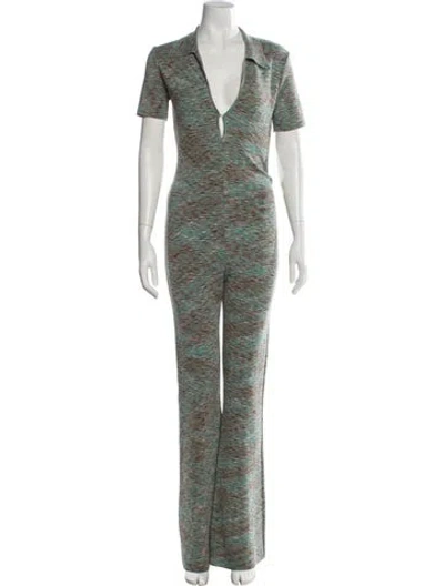 Pre-owned M Missoni Wool Printed Jumpsuit In Green