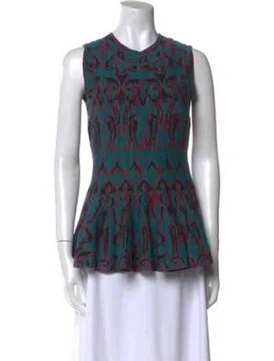 Pre-owned M Missoni Wool Printed Top W/ Tags In Green
