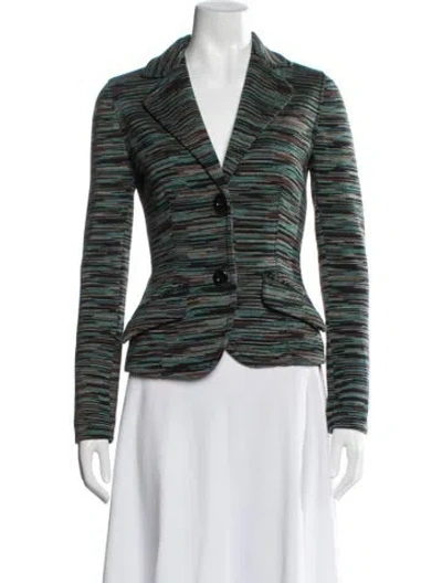 Pre-owned M Missoni Wool Striped Blazer W/ Tags In Blue