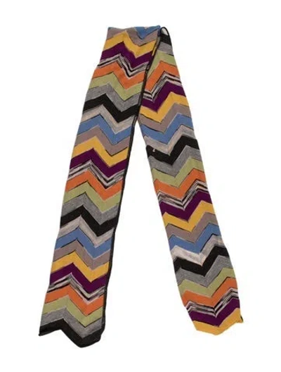 Pre-owned M Missoni Wool Striped Scarf In Purple