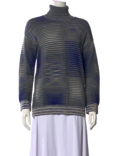 Pre-owned M Missoni Wool Striped Sweater In Blue