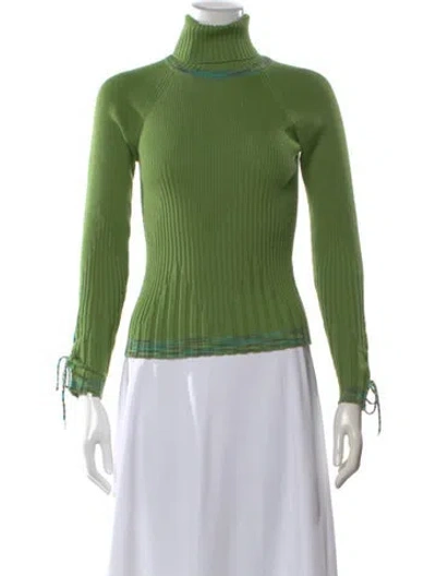 Pre-owned M Missoni Wool Turtleneck Sweater In Green