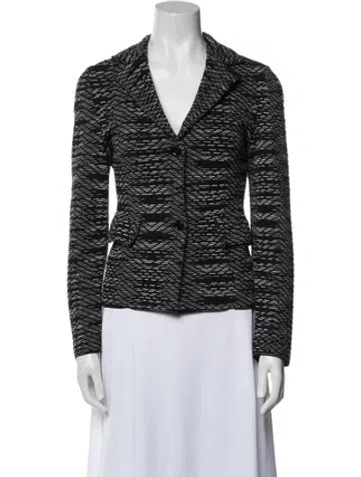 Pre-owned M Missoni Wool Tweed Pattern Blazer In Black