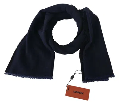 M MISSONI WOOL UNISEX NECK WRAP FRINGES LOGO SCARF
