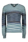 M Missoni Man Sweater Sky Blue Size Xl Wool In Blue