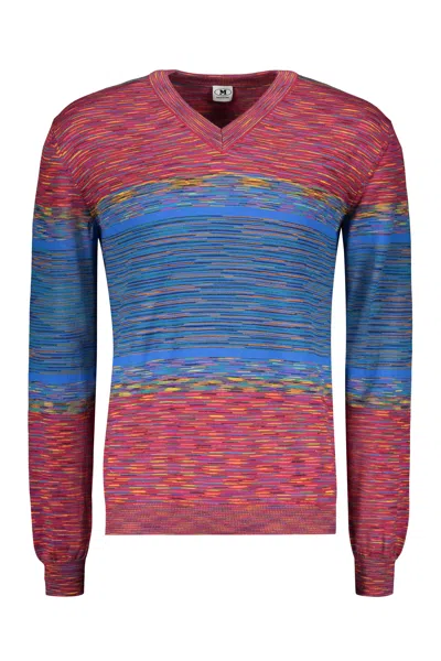 M Missoni Wool V-neck Sweater In Multi