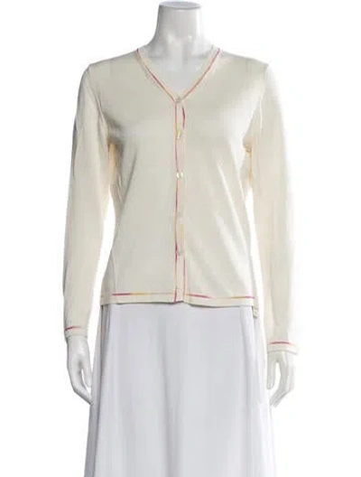 Pre-owned M Missoni Wool V-neck Sweater In Neutrals