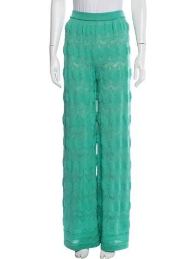 Pre-owned M Missoni Wool Wide Leg Pants In Green