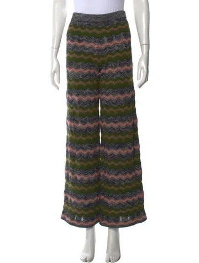 Pre-owned M Missoni Wool Wide Leg Pants In Green