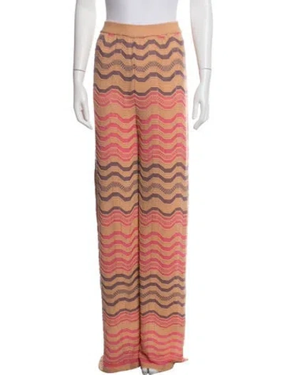 Pre-owned M Missoni Wool Wide Leg Pants In Pink