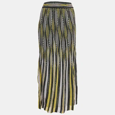 Pre-owned M Missoni Yellow/black Patterned Lurex Knit Maxi Skirt S