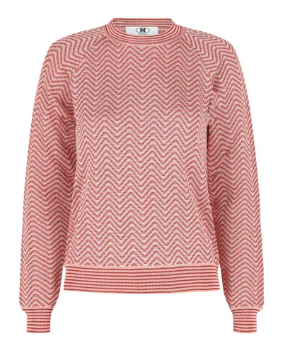 M Missoni Zig Zag Crewneck Sweater In Pink