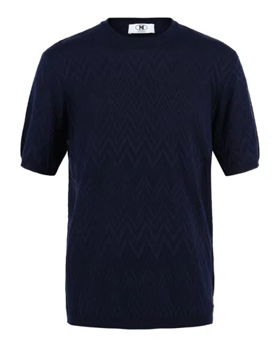 M Missoni Zig Zag Short Sleeve Sweater In Blue