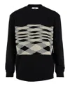 M Missoni Zig Zag Slub Crewneck Sweatshirt In Black