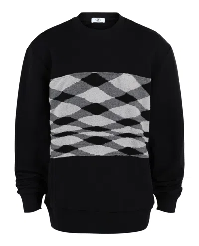 M Missoni Zig Zag Slub Crewneck Sweatshirt In Black