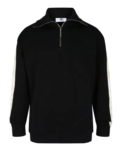 M Missoni Zig Zag Stripe Quarter-zip Sweatershirt In Black