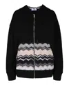 M Missoni Zigzag Drop-sleeve Zip-up Hoodie In Black