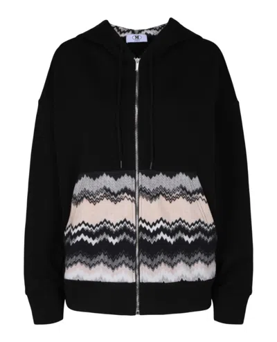 M MISSONI ZIGZAG DROP-SLEEVE ZIP-UP HOODIE