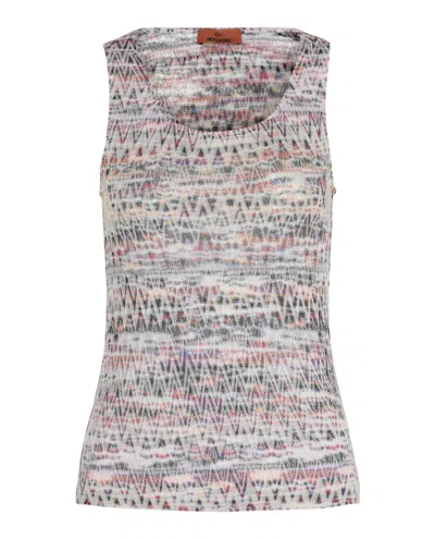 M Missoni Zigzag Knit Tank In Gray