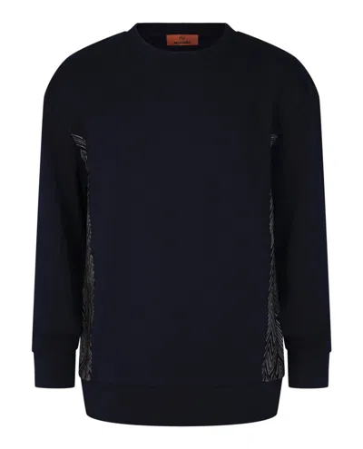 M Missoni Zig Zag Paneled Wool-blend Crewneck Sweatshirt In Multi