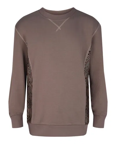 M Missoni Zig-zag Panelled Crewneck Sweatshirt In Brown