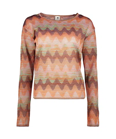 M Missoni Zigzag-pattern Jumper In Orange