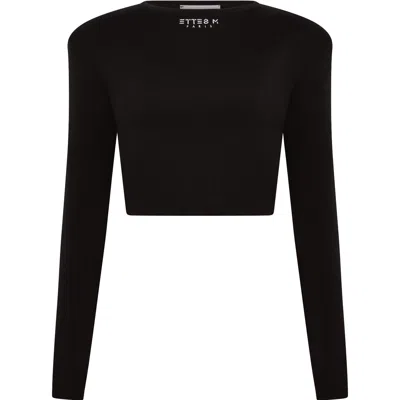 M Sette Paris Women's Black Marissa Crew Neck Long Sleeved Top