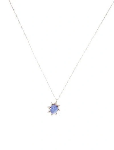 Pre-owned M. Spalten 14k 1.94ct Tanzanite & Diamond Mini Starburst Pendant Necklace, 18" In Multi