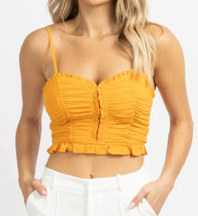 Mni Los Angeles Sunset Ruched Crop Top In Orange In Yellow