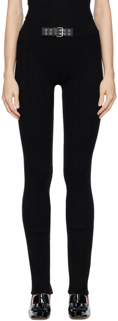 M05ch1n0 Jeans Black Biker Buckle Trousers In A0555 Black