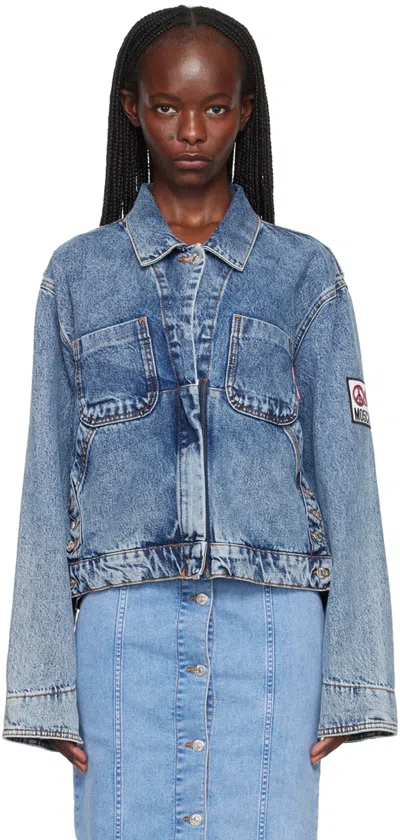 Moschino Blue Vented Denim Jacket In A1282 Fantasy Blue