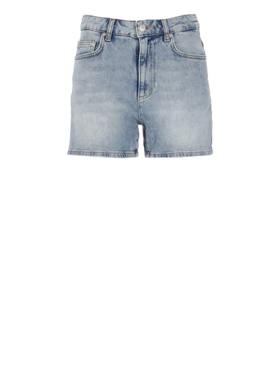 M05ch1n0 Jeans Cotton Shorts In Light Blue