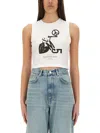 Moschino Cropped Top With Print In White