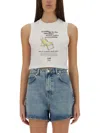 Shop M05ch1n0 Jeans Cropped Top With Print In White