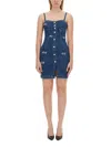 Moschino Symbols Charms Stretch Denim Dress In Denim