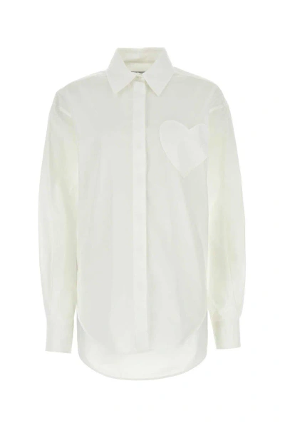 M05ch1n0 Jeans White Poplin Oversize Shirt In Bianco