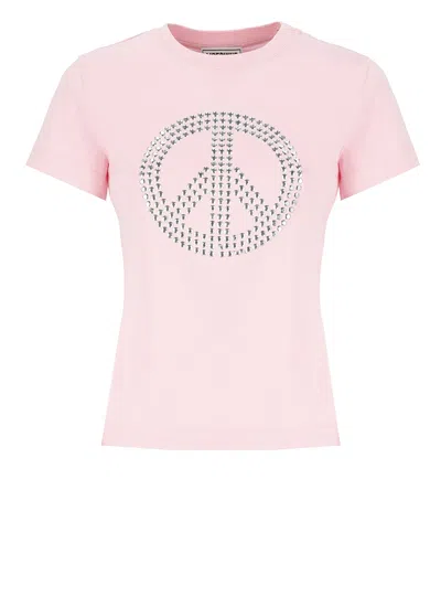 M05ch1n0 Jeans Jeans Peace Sign-motif Crewneck T-shirt In Pink