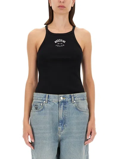 MOSCHINO JEANS SLEEVELESS RIBBED TANK TOP
