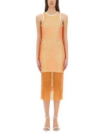 M05ch1n0 Jeans Mesh And Sequin Dress In Orange