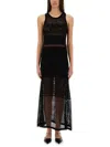 Moschino Open-knit Maxi Dress With Signature Logo