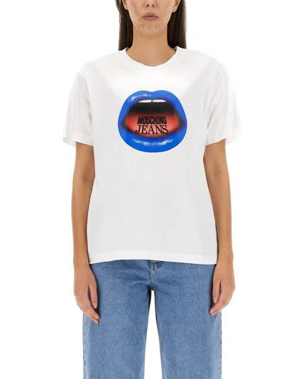 M05ch1n0 Jeans Mouth Print T-shirt In Multicolour