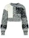 Moschino Patch White Cotton Blend Sweater In White