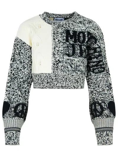 M05ch1n0 Jeans Patch White Cotton Blend Sweater